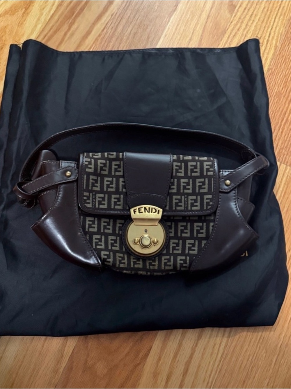 Fendi Monogram Canvas Shoulder Bag with Gold Hardware - Picture 1 of 8